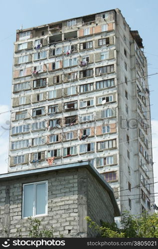 Modern industrialized buildings in the suburbs of Tbilisi, Georgia, Europe