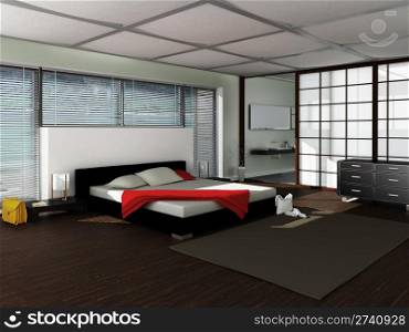 modern interior (3D render) - Bedroom