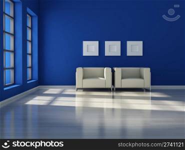 modern interior (3D render) - Elegance in Blue