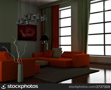modern interior (3D render) - Living Room