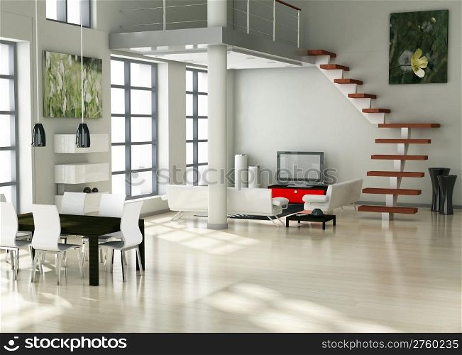 modern interior (3D render) - Living room