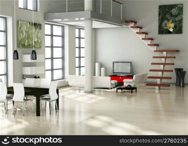 modern interior (3D render) - Living room