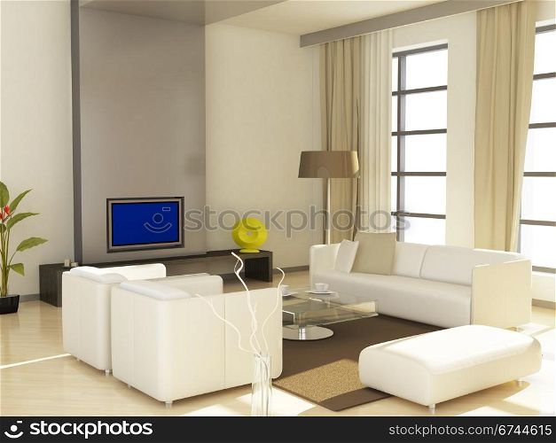 Modern interior (3D render) - Living room