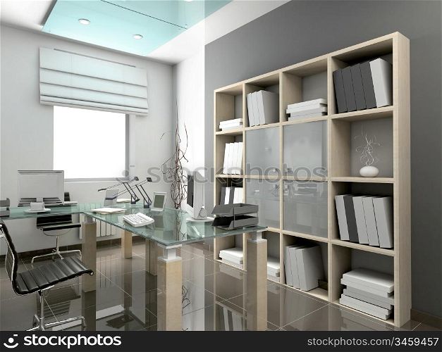 Modern interior. 3D render. Office. Exclusive design.