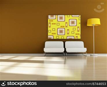 modern interior (3D render) - Retro Furniture