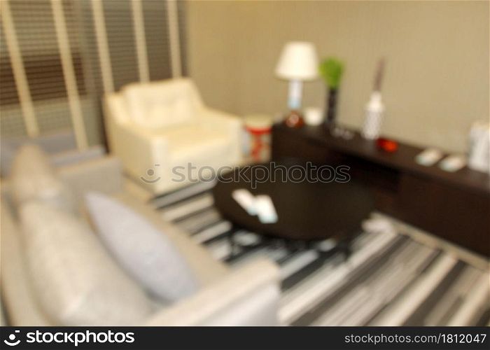 Modern interior background, blurred living room as background