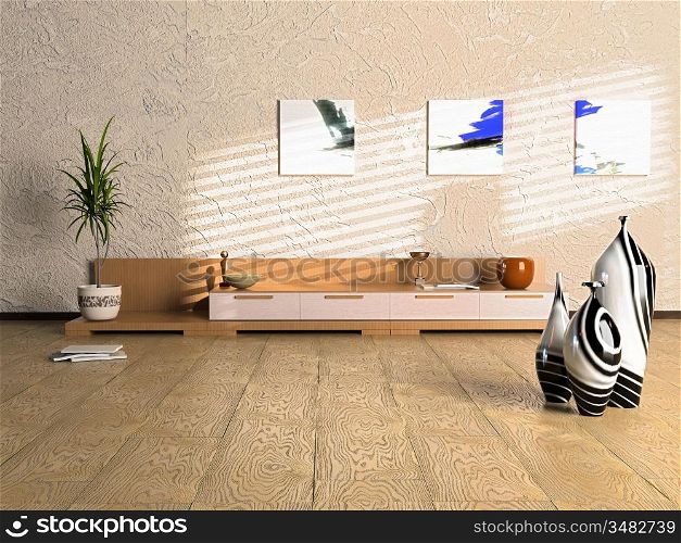modern interior design (3D cjmputer generated image)