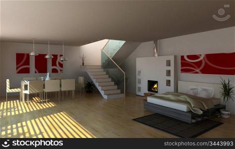 modern interior design (3D rendering)