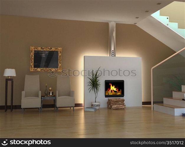 modern interior design (3d rendering)