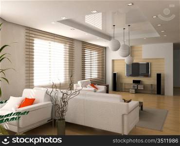 modern interior design (computer generated image 3D)
