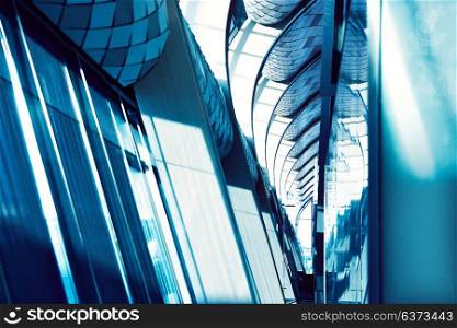 Modern interior design, futuristic corridor of luxury hotel, abstract archicture background, contemporary office building