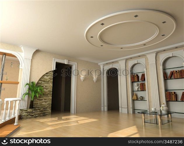 modern interior design in classic style (privat apartment 3d rendering)
