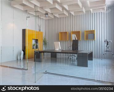 modern interior design of office room (3D render)