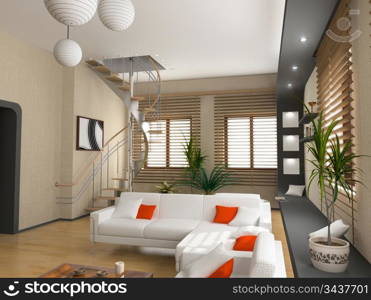 modern interior design (privat apartment 3d rendering)