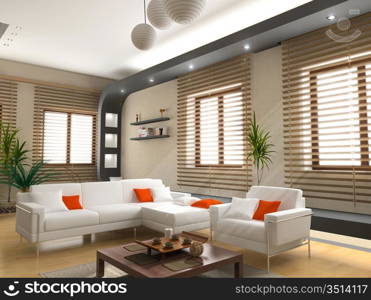 modern interior design (privat apartment 3d rendering)