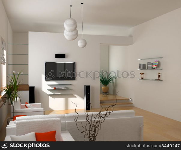 modern interior design (private apartment 3d rendering)