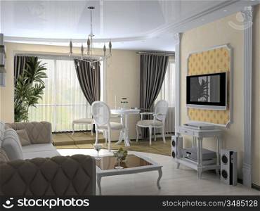 modern interior in classic style (3D rendering)