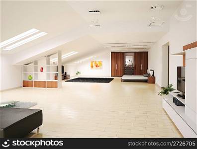 Modern Interior of penthouse 3d render