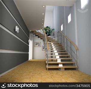 modern interior with stair (computer generated image)