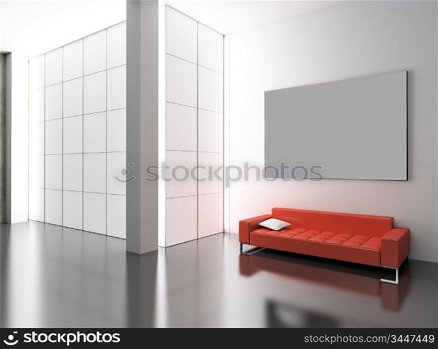 Modern interior with the fashionable picture.