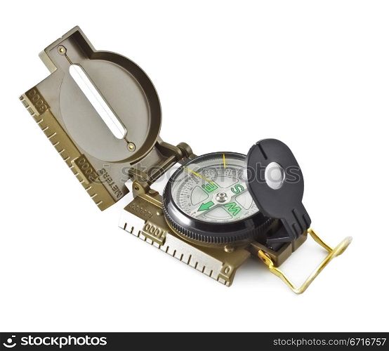 modern khaki compass isolated on white background