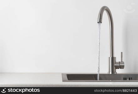 Modern kitchen faucet and sink. Kitchen sink