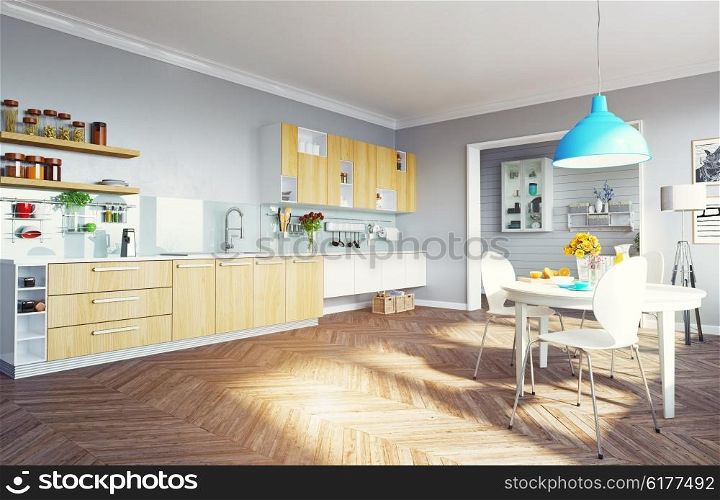 modern kitchen interior. 3d concept
