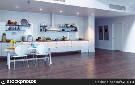 modern kitchen interior. 3d design concept