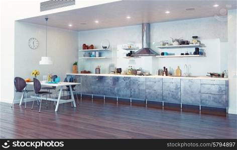 modern kitchen interior. 3d design concept