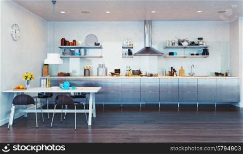 modern kitchen interior. 3d design concept