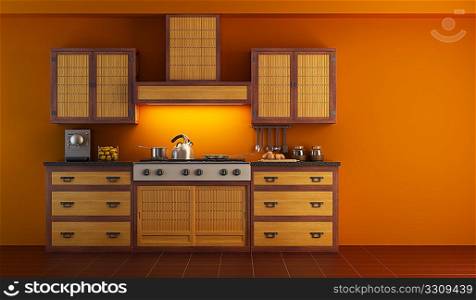 modern kitchen interior 3d rendering