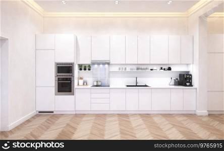 modern kitchen interior. 3d rendering design