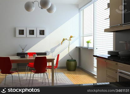 modern kitchen interior (computer generated image)