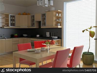 modern kitchen interior (computer generated image)