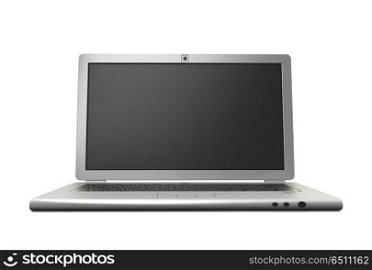 Modern laptop 3d. Modern laptop. Front view 3d render technology background. Modern laptop 3d