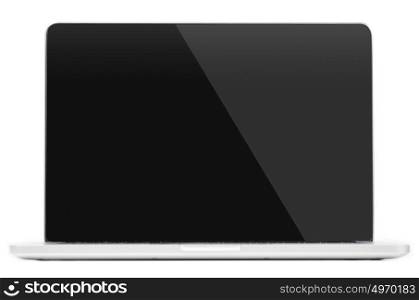 Modern laptop computer. Modern laptop computer with blank screen isolated on white background