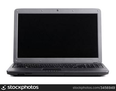 modern laptop, cut out from white background, screen is cut with clipping path