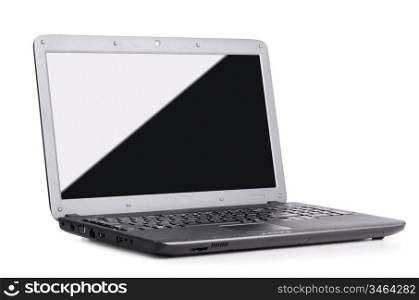 modern laptop, cut out from white background, screen is cut with clipping path