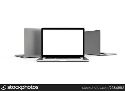 Modern laptop isolated on white background. 3D Illustration.