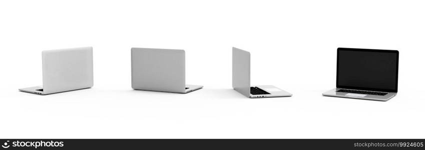 Modern laptop  isolated on white background with clipping path. 3D Illustration.