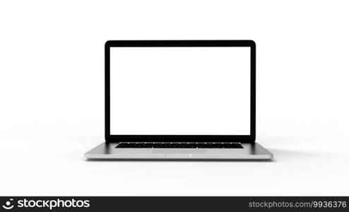 Modern laptop  isolated on white background with clipping path. 3D Illustration.