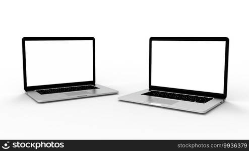 Modern laptop  isolated on white background with clipping path. 3D Illustration.