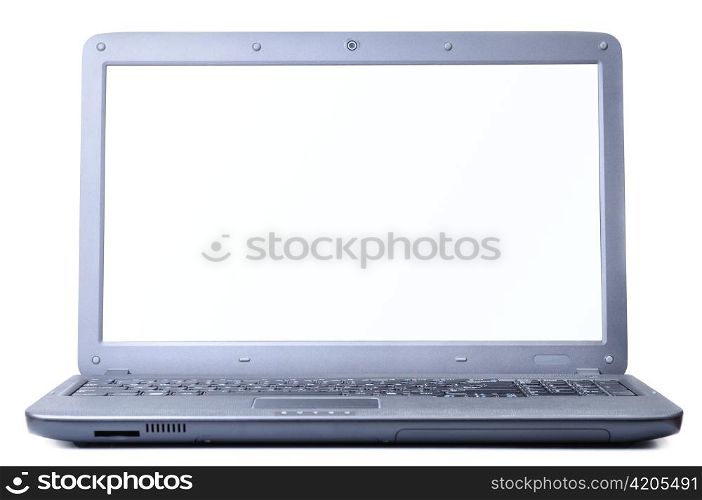 modern laptop isolated on white. Screen is cut with clipping path