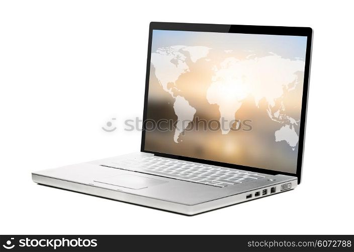 modern laptop. modern flat interface on laptop isolated on white background
