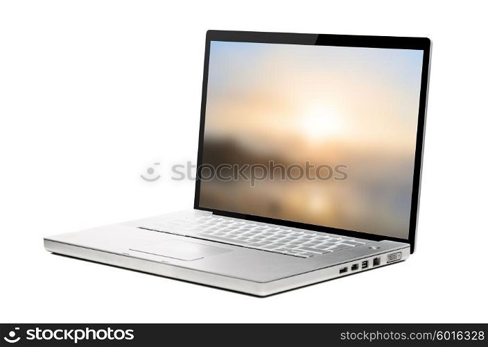 modern laptop on white. modern flat interface on laptop isolated on white background