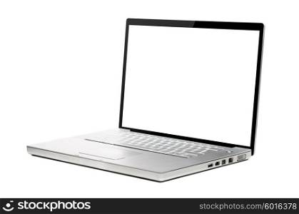 modern laptop on white. modern laptop with blank screen isolated on white background