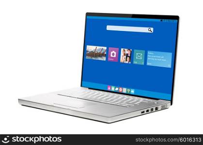 modern laptop with ui. modern flat interface on laptop isolated on white background