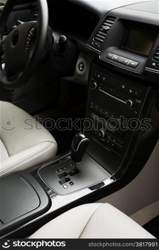 Modern leather interior of the new car