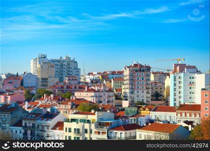 Modern Lisbon architecture in sunlight. Portugal