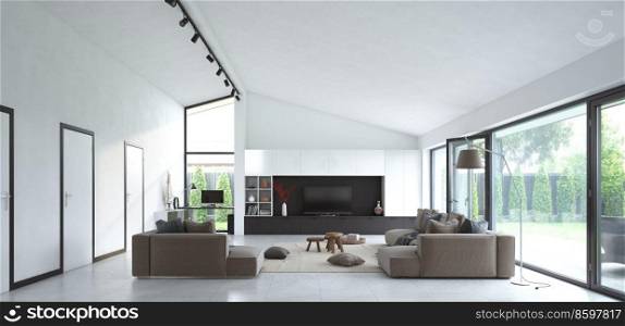 modern living interior. 3d illustration design concept
